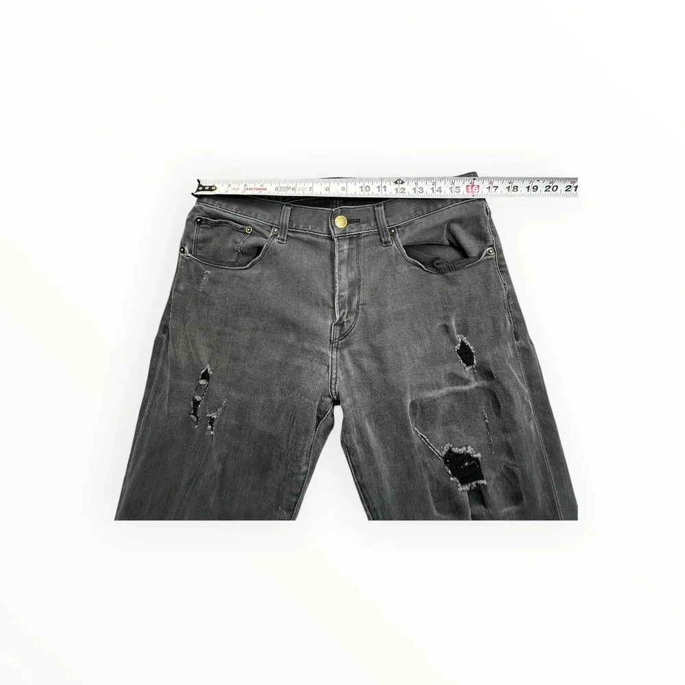 Express Jeans Pants Mens 33x32 Black Rocco Slim Fit Skinny Distressed‎ Ripped